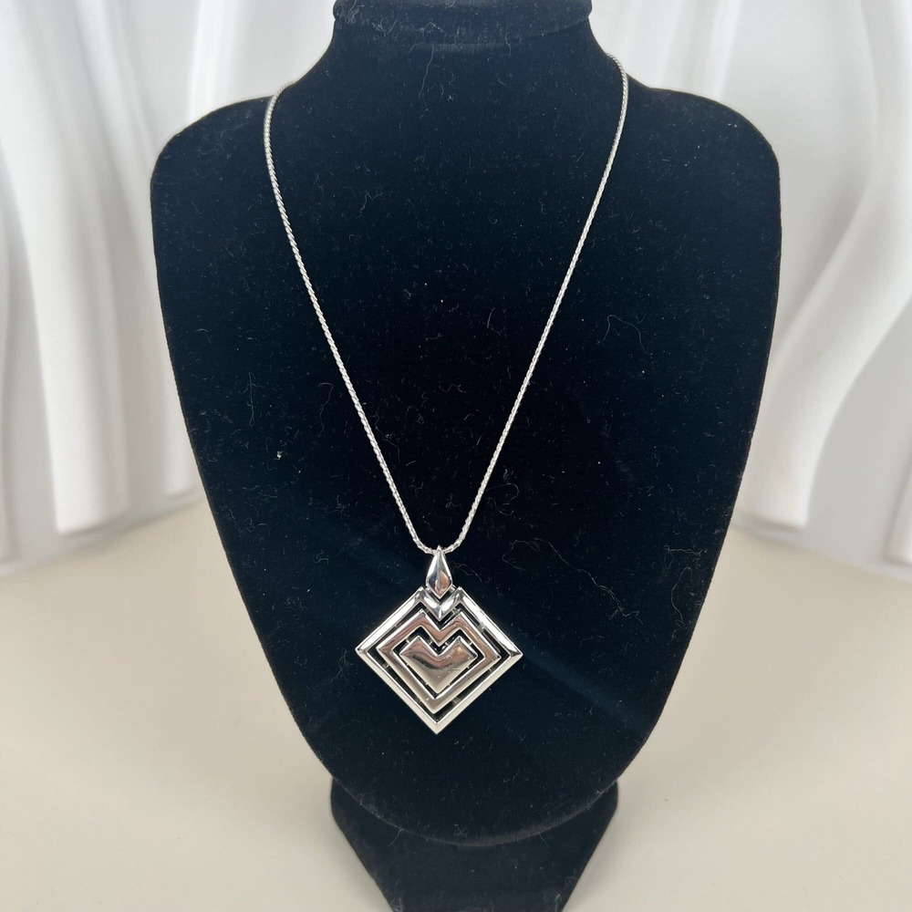 Givenchy Silver-Tone Geometric Square Heart Pendant Necklace